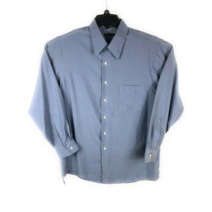 Vanheusen Men's Large Button Up Long Sleeve Light Blue Polyester Adult Shirt A17